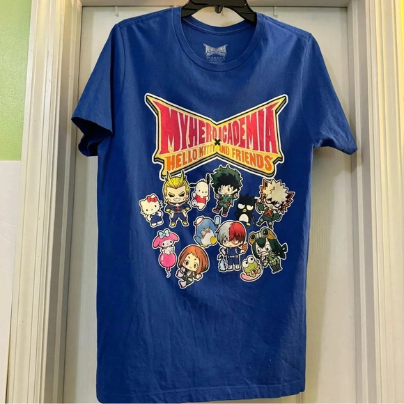 My Hero Academia Hello Kitty And Friends Royal Blue Tee Shirt - Picture 1 of 6